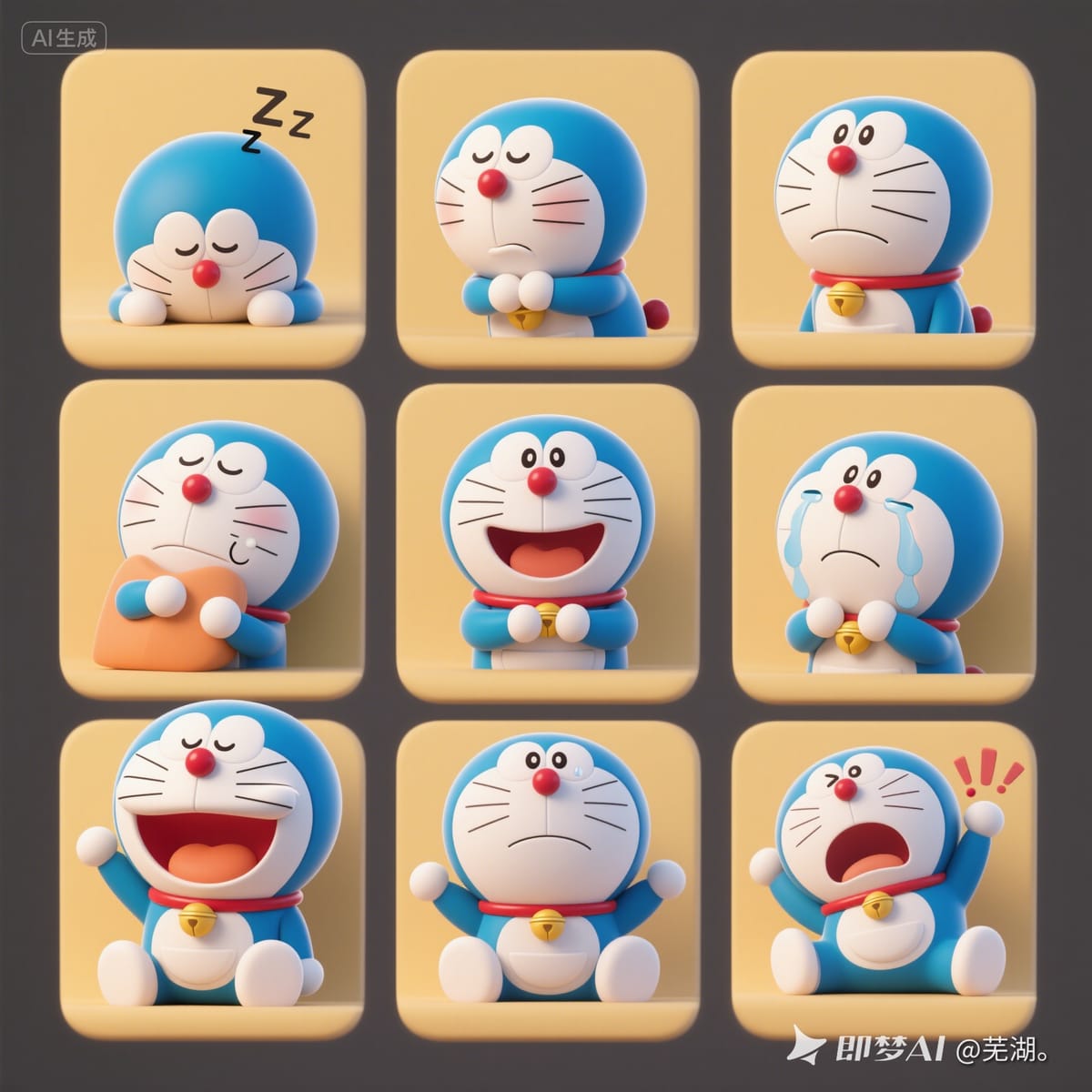哆啦A梦3D可爱九宫格表情包
