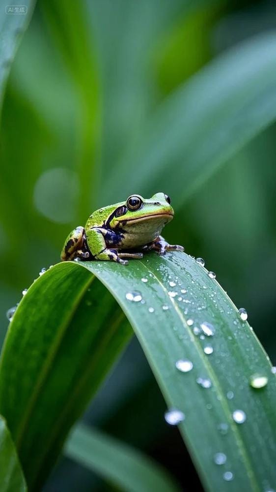 惊蜇意境:高雅青蛙雨滴,超清画质呈现
