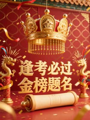逢考必过！金榜题名帝王字体设计，故宫红墙祥瑞背景