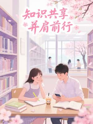 知识共享：温馨图书馆学习水彩插画