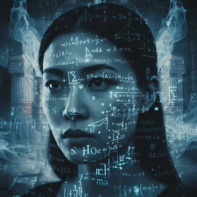 赛博朋克数学投影：韩国女孩面部光影特效