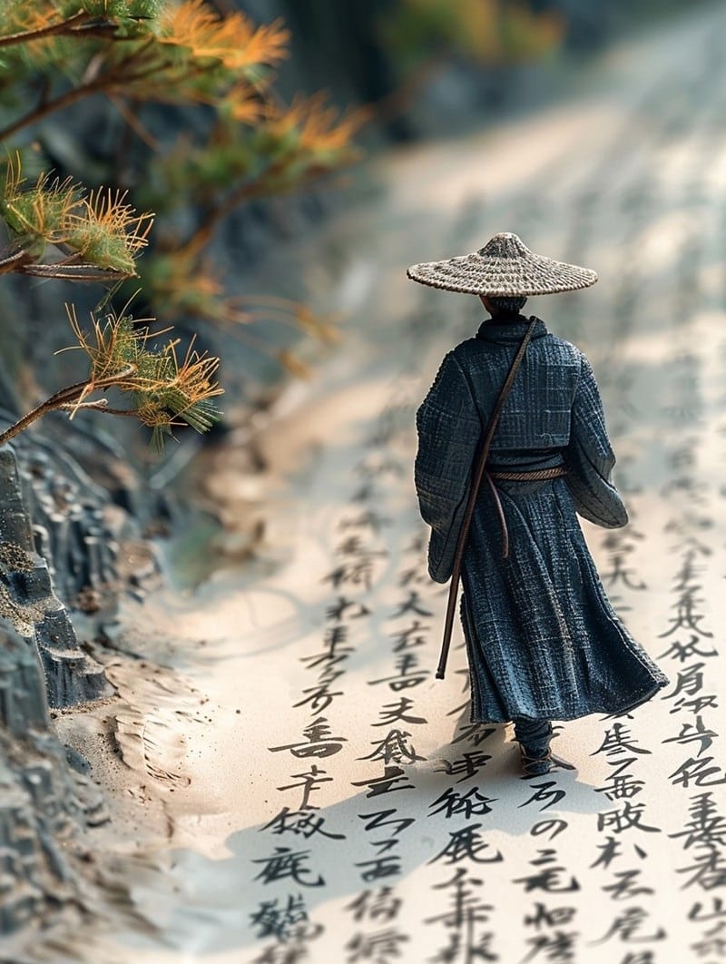 汉服古风微缩艺术:写意书法与光影之美