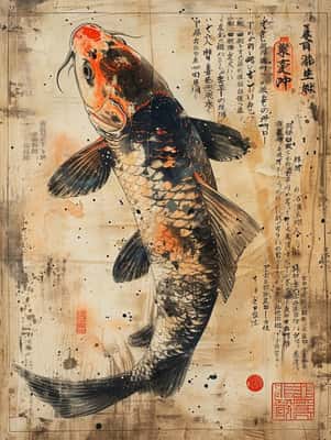 AI浮世绘关键词：古籍鲶鱼的神秘魅力