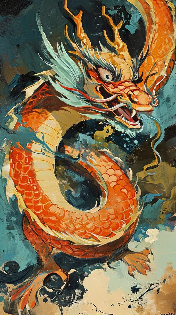 AI绘画关键词:国风中华龙