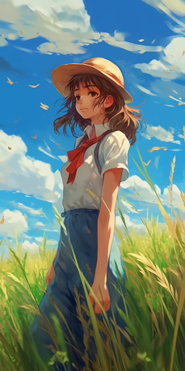 AI绘画:夏日草帽动漫少女
