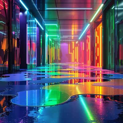 沉浸式未来主义水坑：3D电影感场景渲染