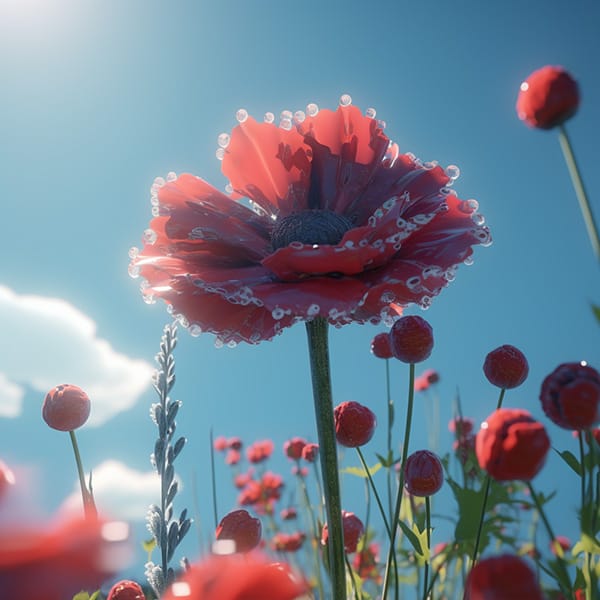 AI绘画关键词:清晨花草