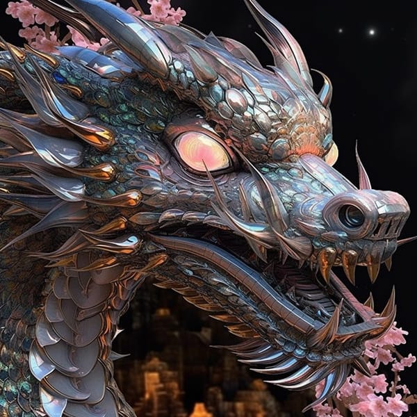 AI绘画关键词:超写实水晶龙