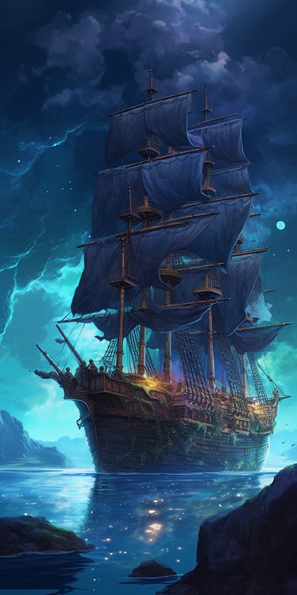 星空瀑布海盗船AI绘画指令