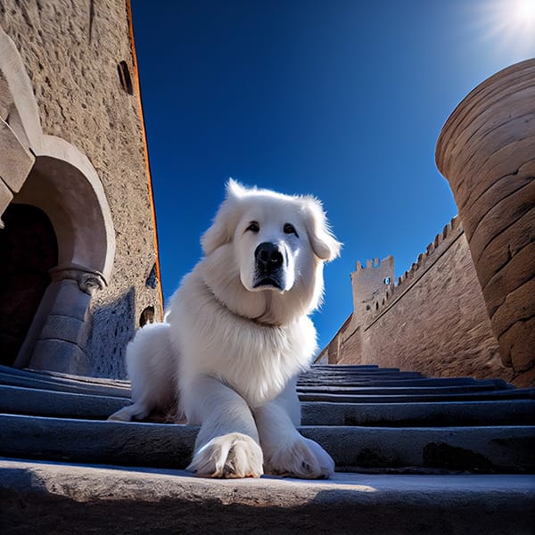 雪白大白熊犬下城塞
