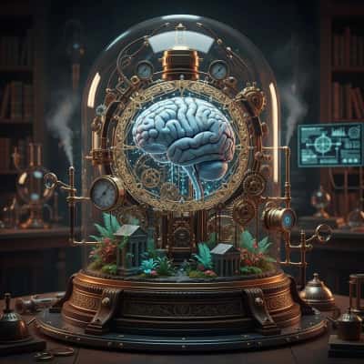 科幻巴洛克脑机概念3D渲染