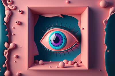 极简3D浮空眼眸插画