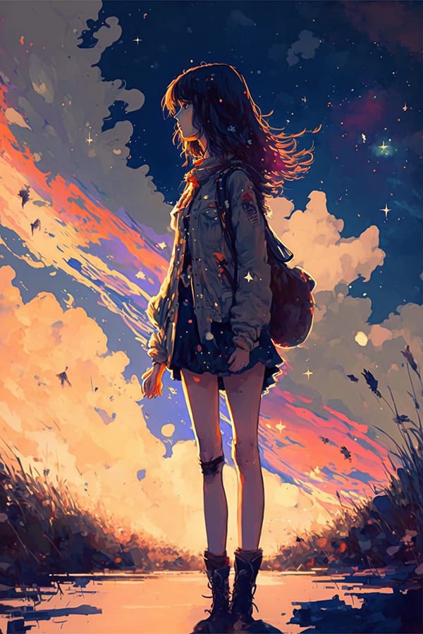 AI绘画:印象派动漫少女