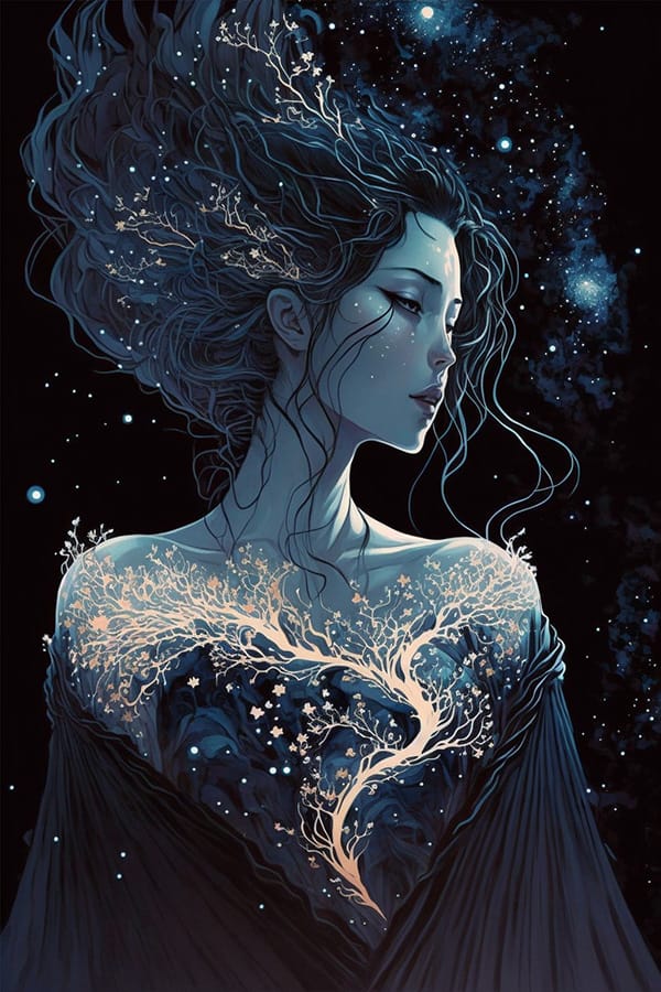 浮世绘夜空女神:AI绘画关键词
