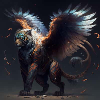 AI艺术指令：国风飞翼虎