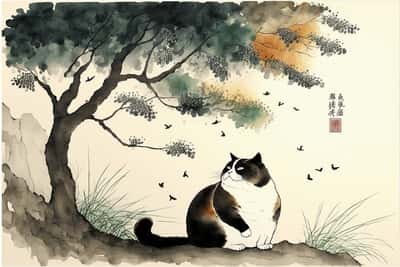 国风水墨肥猫：AI绘图关键词