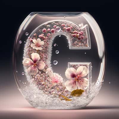 C字母樱花绽放：3D高清渲染艺术