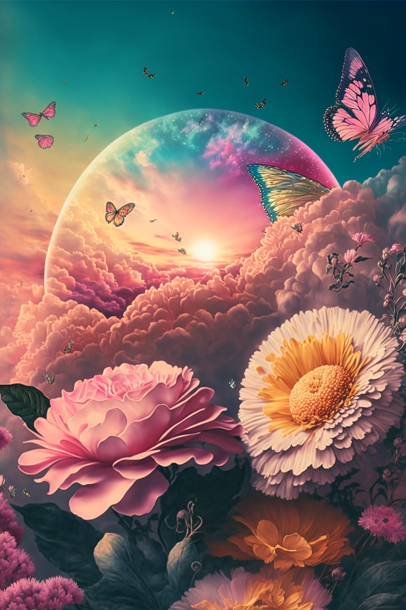 AI绘图关键词:唯美蝴蝶花卉