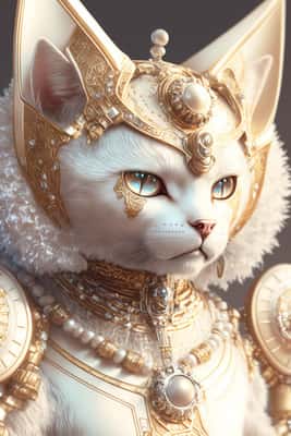 AI绘画关键词：珍珠黄金猫