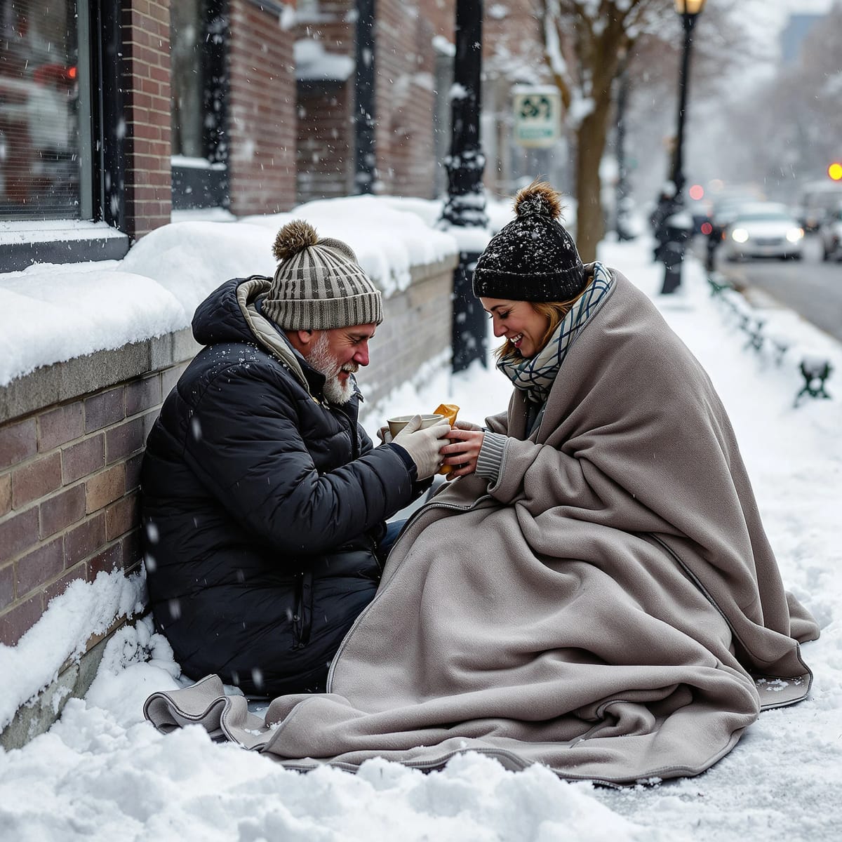 AI绘画:纽约雪夜温情援助