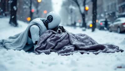 雪中温情：机器人与狗狗的感人瞬间