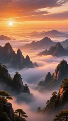 黄山云海日落：绝美国风CG