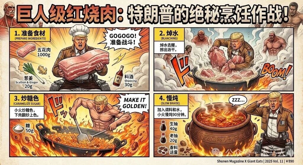 进击的巨人风味:特朗普的红烧肉菜谱