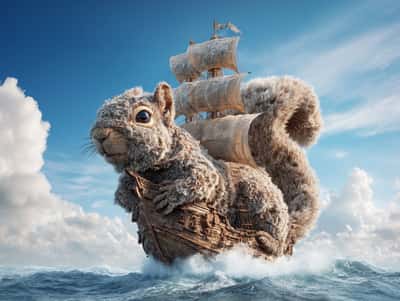 超现实松鼠轮船：海上奇幻之旅