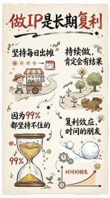 手绘风IP复利卡片