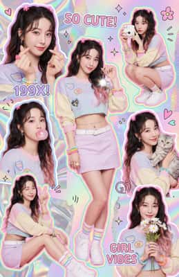 Y2K复古少女：多彩剪贴簿海报拼贴