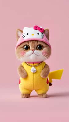 治愈系超萌猫咪：皮卡丘与Hello Kitty奇趣装扮