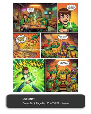 Ben 10 穿越 TMNT：官方联动漫画页面