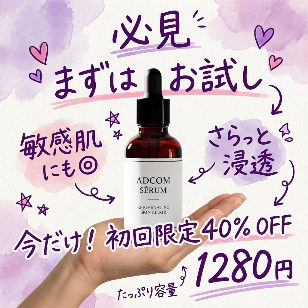 日式手写风:敏感肌专属精华液,限时6折抢购!