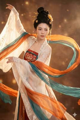 唐风绝色：华服女子雪夜回眸，超写实人像摄影