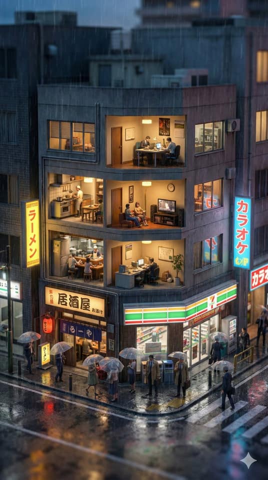 城市微缩摄影：垂直移轴建筑剖面
