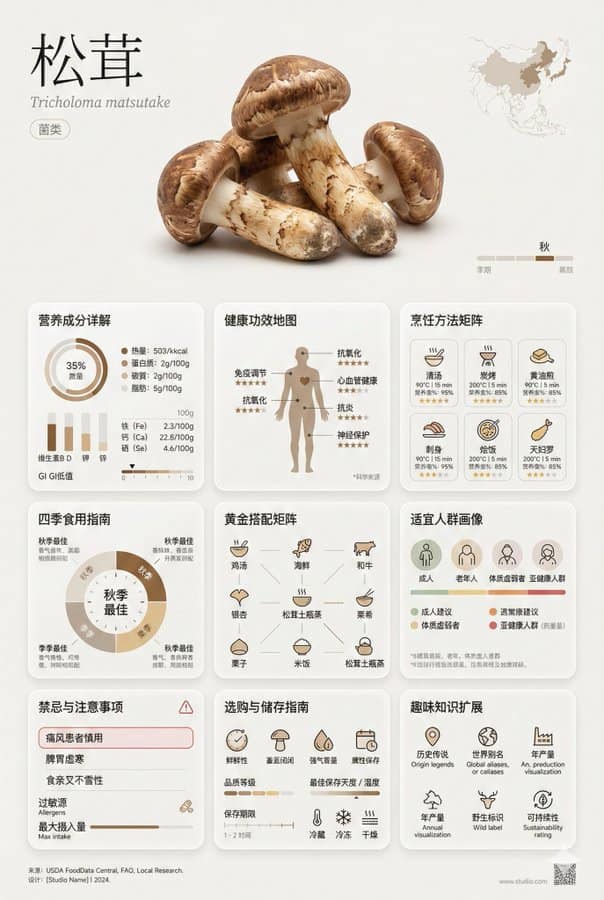 极简食材百科卡片：博物馆级信息设计