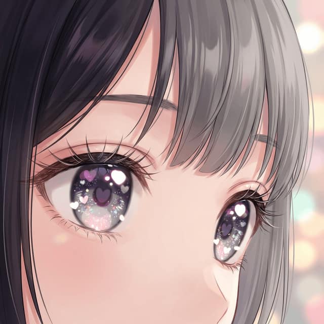 萌系动漫插画：超萌大眼少女特写