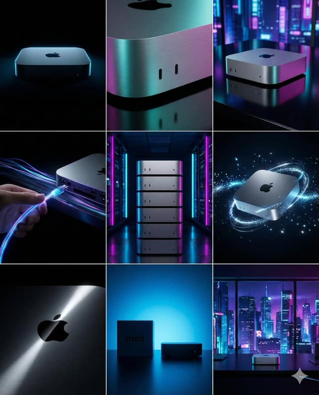Mac Mini 赛博朋克视觉故事板：科技未来品牌推广