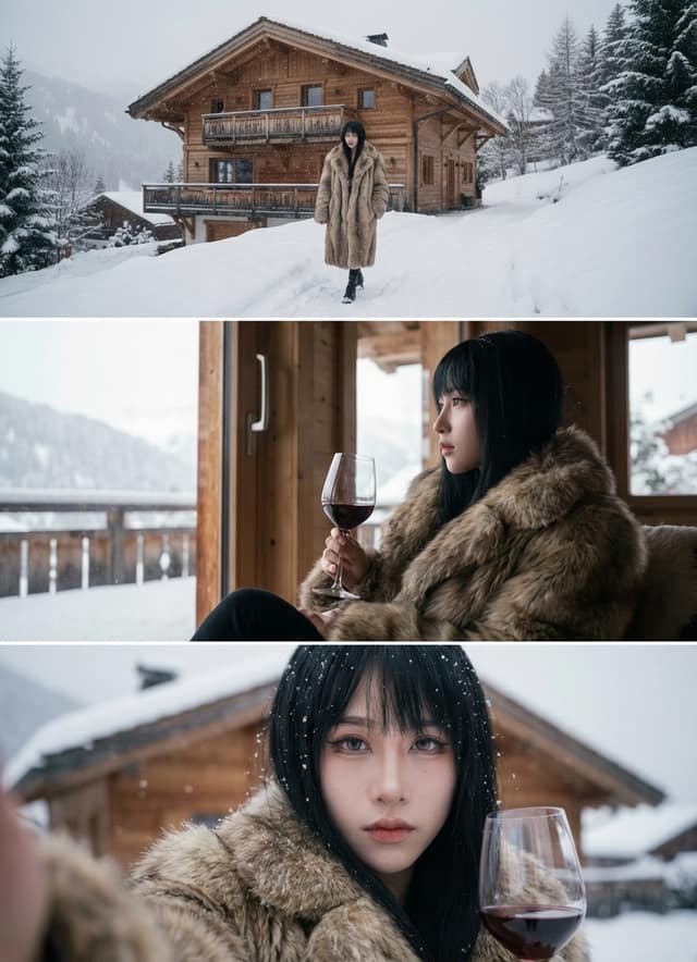 نمونهٔ 全身行走镜头、坐姿侧影特写、面部极致近景。