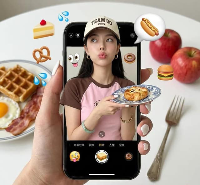 نمونهٔ 手机屏幕中的美食幻境：超现实数字艺术创作
