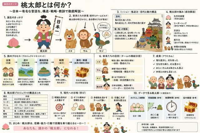 نمونهٔ 桃太郎故事：混合风格讲解Slides