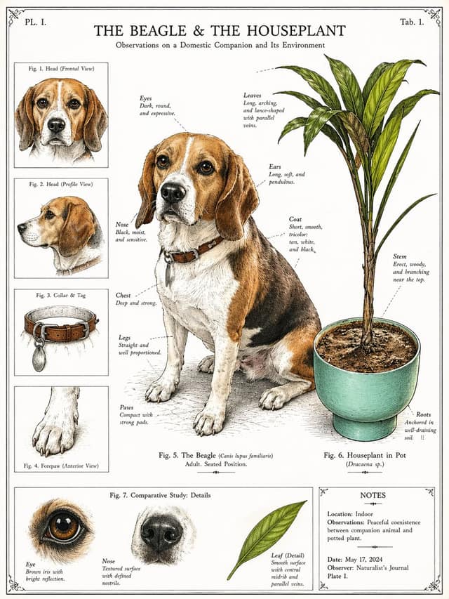 نمونهٔ 复古博物学：比格犬与植物经典图鉴