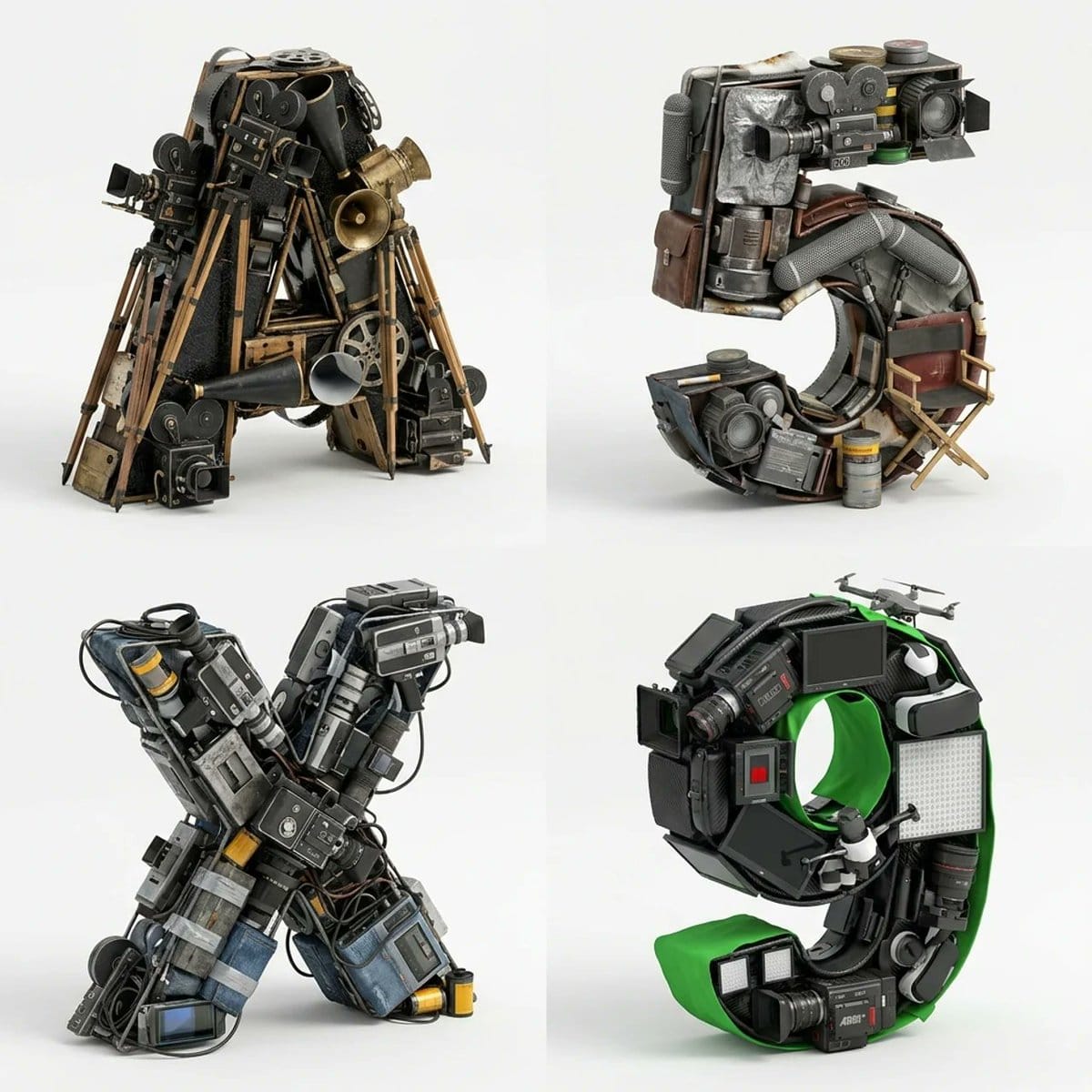 Cinematic Age 3D Typography Sculpture Grid