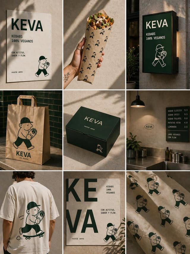 نمونهٔ KEVA 纯素烤肉 | 极简地中海品牌形象设计