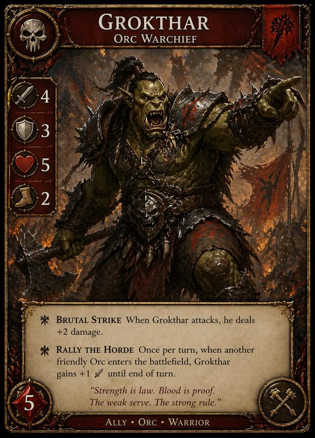 نمونهٔ 暗黑奇幻兽人战争领袖 TCG 卡牌