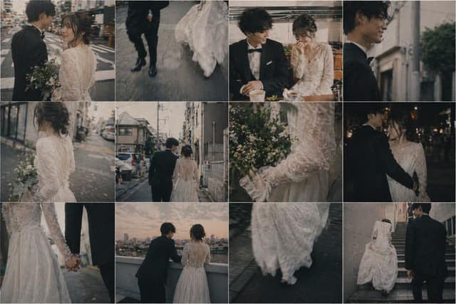 نمونهٔ 日式婚礼拼贴画·电影感光影瞬间