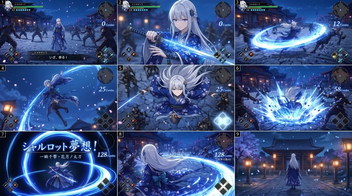 Animation RPG sword attack·movie-like nine-square grid