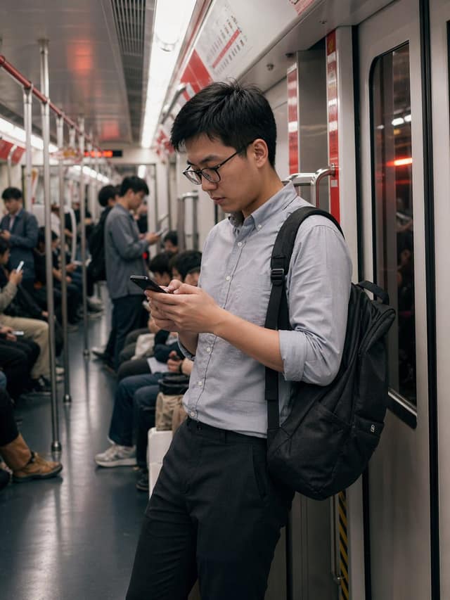下班通勤瞬间：地铁上的程序员
