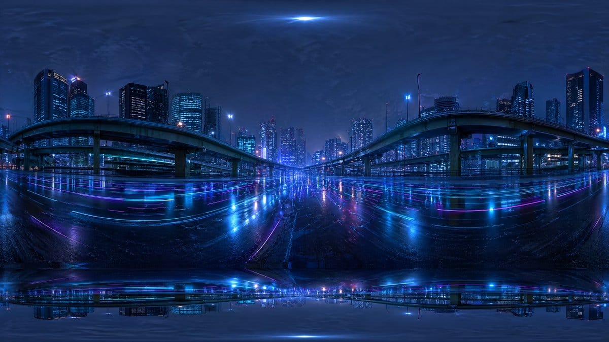Cyberpunk City Highway HDRI Panoramic Environment Map