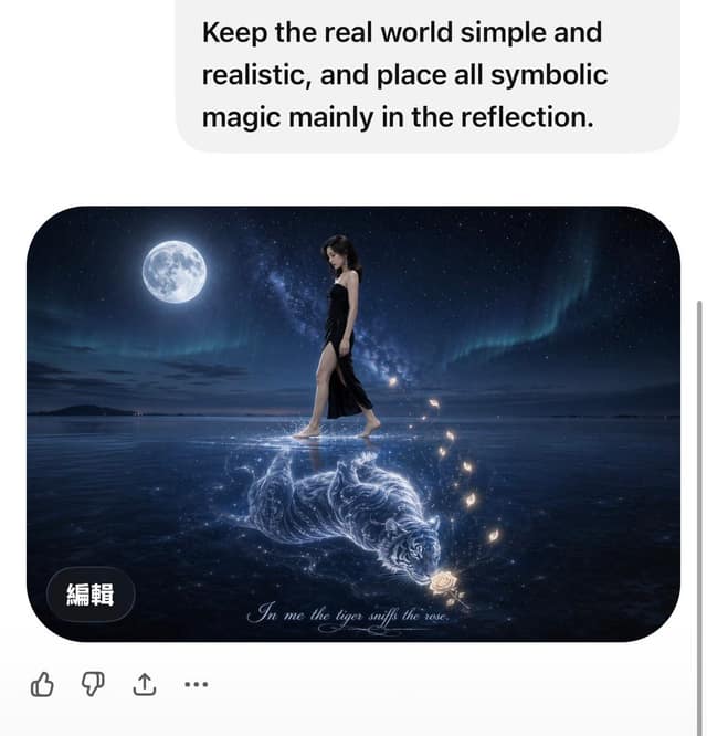 نمونهٔ 月下女子与虎影倒映